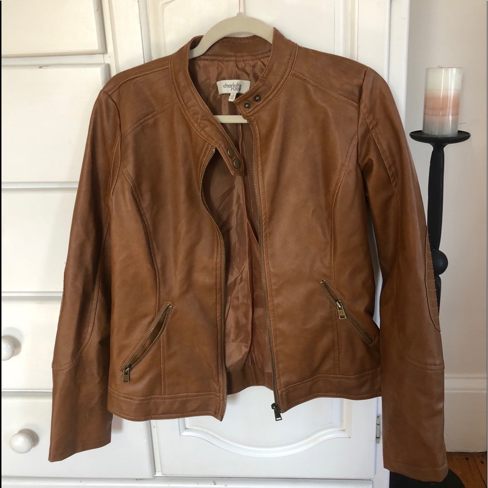 brown leather jacket